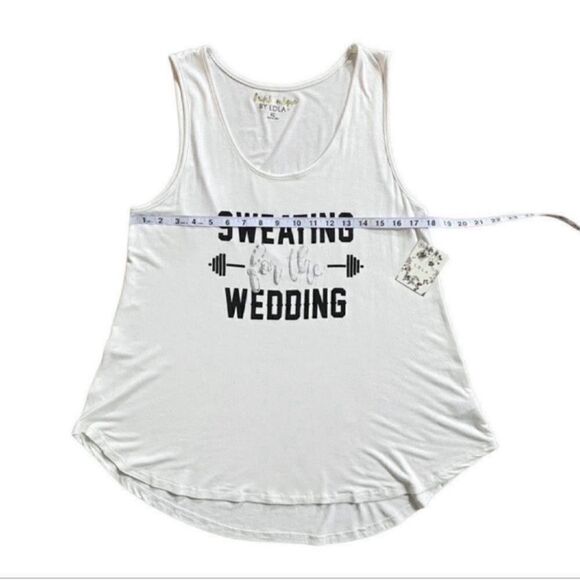 LDLA Bridal Sweating For The Wedding White & Silver Metallic Barbell Tank Top XL - Picture 7 of 10